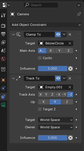 Panel de restrain para anclar la cámara a una curva bleizer y a un objeto de eje